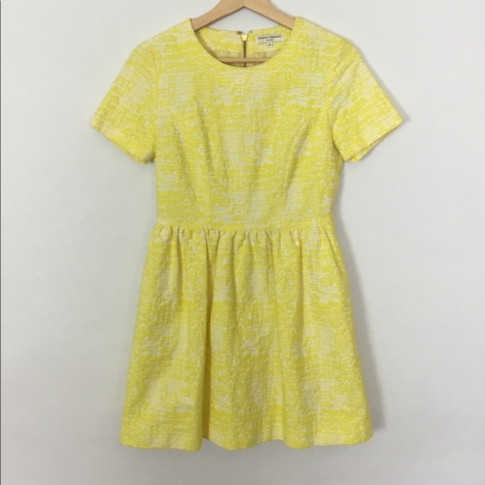 Opening Ceremony Yellow White Textured Mini Dress